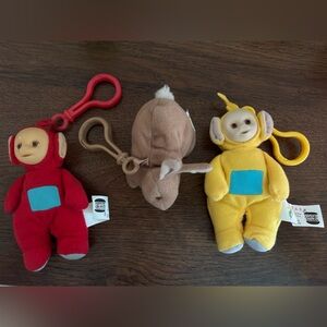 Set of 3 Teletubbies clip-on plushies